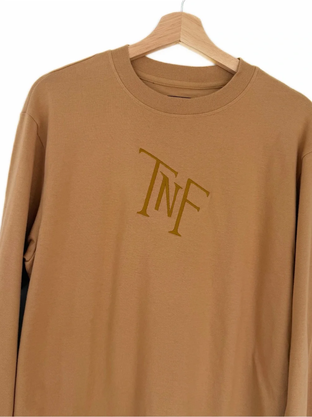 The North Face Tee Shirt Mens Small Heavyweight Long Sleeve Relaxed Tan New